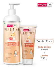 BabyhugPro Sensitive pH 5.5 Peach Milk Cream - 200 g and BabyhugPro Sensitive pH 5.5 Peach Milk Lotion - 400 ml