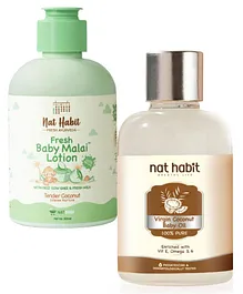 Nat Habit Virgin Coconut Baby Massage Oil 100ml & Coconut Baby  Lotion 200ml