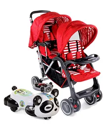 Babyhug Twinster Stroller - Red AND Babyhug Panda Gyro-Swing Car - Black & White
