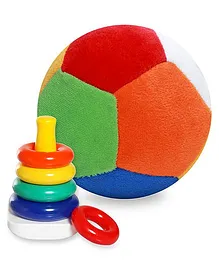 Dimpy Stuff Colorful Soft Ball - 36 cm and  Fisher Price Rock A Stack - Multi Color