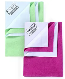 Babyhug Smart Dry Bed Protector Sheet Small - Orchid AND Babyhug Smart Dry Bed Protector Sheet Small - Pista Green