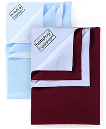 Babyhug Smart Dry Bed Protector Sheet Medium - Maroon AND Babyhug Smart Dry Bed Protector Sheet Large - Sky Blue