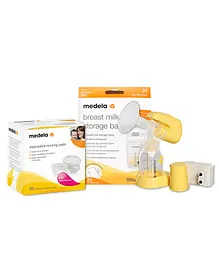 Medela - Mini Electric Breast Pump with Free Bra Pads(30 pcs) & Breastmilk Storage Bags (pack of 25)