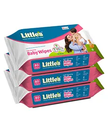 Little's Soft Cleansing Baby Wipes - 80 Pieces (Pack of 3)