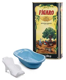 Figaro Olive Oil - 1 Liter and Babyhug Joy Bath Tub - Blue