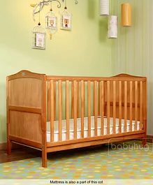 Babyhug Merlino Wooden Cot Cum Bed & Mattress