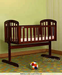 Babyhug Joy Cradle - Walnut Color & Babyhug Mattress