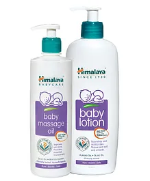 Himalaya Herbal Baby Massage Oil Dispenser Bottle - 500 ml &Baby Lotion - 400 ml