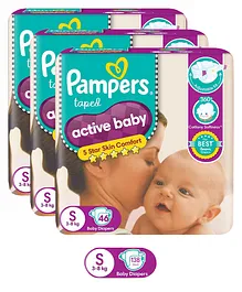 Pampers Active Baby Diapers Small - 46 Pieces ( Pack of 3 )