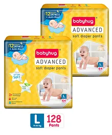 Babyhug Advanced Pant Style Diapers Large - 64 Pieces - (Pack of 2)
