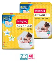 Babyhug Advanced Pant Style Diapers New Born - 20 Pieces Pack of 2