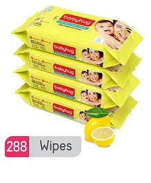 Babyhug Premium Baby Lemon Wipes - 72 Pieces ( Pack of 4 )