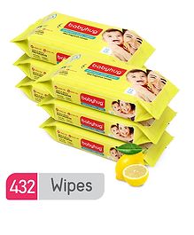 Babyhug Premium Baby Lemon Wipes - 72 Pieces (Pack of 6)