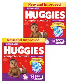 Huggies Wonder Pants Diapers Sumo Pack Medium Size - 228 Pieces - ( Pack of 2 )