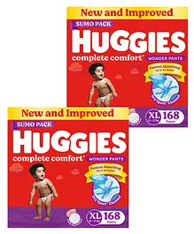 Huggies Wonder Pants Diapers Sumo Pack Extra Large Size - 168 Pieces - ( Pack of 2 )