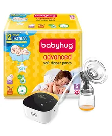 Babyhug Smart n Silent Electric Breast Pump & Pant Style Diapers Small Combo Pack