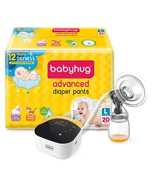 Babyhug Smart n Silent Electric Breast Pump & Pant Style Diapers Large Combo Pack