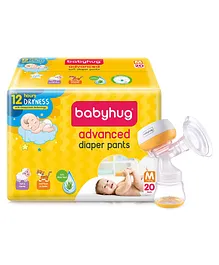 Babyhug Portable 2 in 1 Electric & Manual Breast Pump & Pant Style Diapers Medium Combo Pack