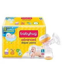 Babyhug Portable 2 in 1 Electric & Manual Breast Pump & Pant Style Diapers Large Combo Pack