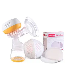 Babyhug Portable 2 in 1 Electric & Manual Breast Pump & 3D Contoured Disposable Breast Pads Combo Pack