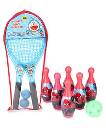 Doraemon Beach Tennis Racket Set (Color May Vary) & Marvel Spiderman Bowling Set (Color May Vary)