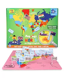 Imagi Make Mapology India With Capitals & World With Flags and Capitals Multicolour