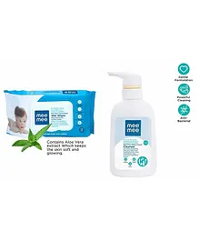 Mee Mee Baby Wet Wipes with lid(72 Pieces) with Baby Accessories Cleansor-300ml
