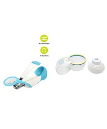 Mee Mee Gentle Nail Clipper With Magnifier  and Soft Powder Puff Case-Blue