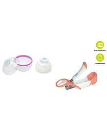 Mee Mee Gentle Nail Clipper With Magnifier and Softer Powder Puff Case-Pink Orange
