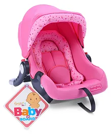 Babyhug Onyx Car Seat Cum Carry Cot With Rocking Base AND Firstcry Baby On Board Sign With Suction Cup (Pink)