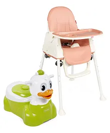 Babyhug Duckling Potty  Chair - Green AND Babyhug 3 in 1 Comfy High Chair - Brown