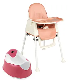 Babyhug Winsome Potty Chair - Pink AND Babyhug 3 in 1 Comfy High Chair - Brown