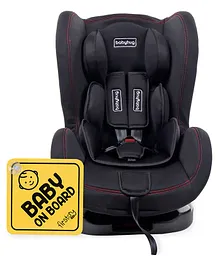 Firstcry Baby On Board Sign - Yellow AND Babyhug Cruise Convertible Reclining Car Seat With Side Impact Protection - Black