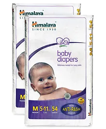 Himalaya Herbal Baby Diapers Medium - 54 Pieces  ( Pack of 2 )