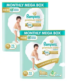 Pampers Premium Care Pant Style XL Size Diapers Monthly Pack - 72 Pieces - (Pack of 2)