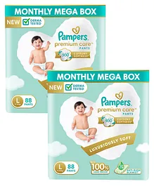 Pampers Premium Care Pant Style Diapers Large Size - 88 Pieces - (Pack of 2)