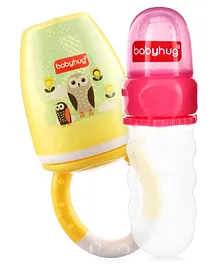 Babyhug Easy Squeezy Cereal Feeder Pink - 30 ml & Fruit And Food Nibbler - Yellow Combo Pack
