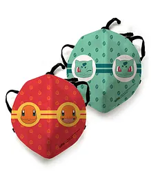 Pokemon Kids Face Mask Pack of 2-Red Green