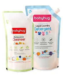 Babyhug Liquid Laundry Detergent Refill Pack - 750 ml & Multipurpose Liquid Cleanser Refill Pack - 500 ml