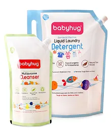 Babyhug Liquid Laundry Detergent Refill Pack - 1500 ml & Multipurpose Liquid Cleanser Refill Pack - 500 ml