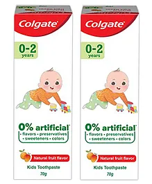 Colgate Toothpaste for Kids (0-2 years), Natural Fruit Flavour, Fluoride Free - 70 gm (Pack of 2)