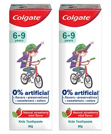 Colgate Toothpaste for Kids (6-9 years), Natural Strawberry Mint Flavour, 0% Artificial - 80 gm (Pack of 2)