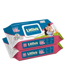 Little's Soft Cleansing Baby Wipes with Lid - 80 Pieces (Pack Of 2)