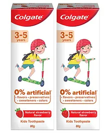 Colgate Toothpaste for Kids (3-5 years), Natural Strawberry Flavour, 0% Artificial - 80 gm (Pack Of 2)