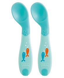 Chicco First Spoon Fish Print - Blue (Pack Of 2)