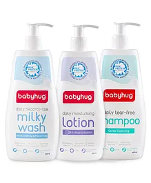 Babyhug Combo of Daily Milky Wash, Shampoo & Lotion Complete Care  - 400ml