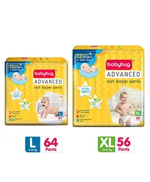 Babyhug Advanced Pant Style Diapers Large - 64 Pieces & Babyhug Advanced Pant Style Diapers Extra Large - 56 Pieces