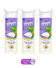 Bella Baby Happy Cotton Pads with D Panthenol & Bidens Extract - 70 Pieces - (Pack of 3)