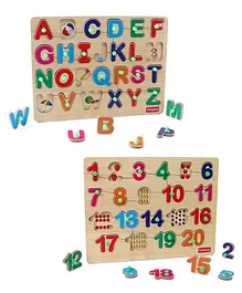 Babyhug Wooden Puzzle Multicolour 26 Pieces Alphabet & 20 Pieces of Number