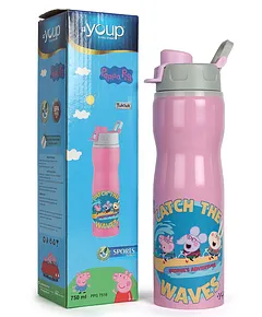 Peppa Pig, 500 - 700 ML, Push Button, Multi Color - Water Bottles Online